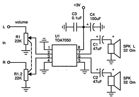Простой усилитель для наушников на микросхеме TDA7050. Сделай сам