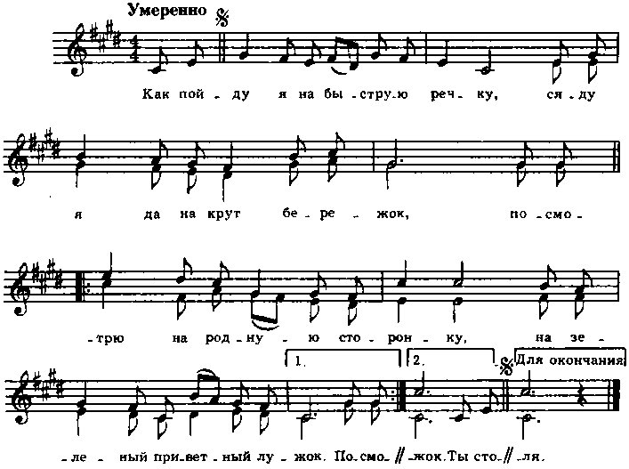 Песни нкееея. Как пойду на быструю речку Ноты.